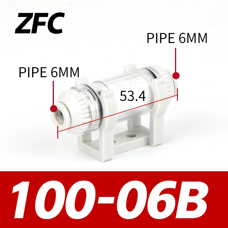 Filtro de vacío neumático de tubería ZFC en línea, elemento de fibra extraíble para ventosa de aire AZFC100 AZFC200 ZFC100-06B ZFC200-08B: Rojo