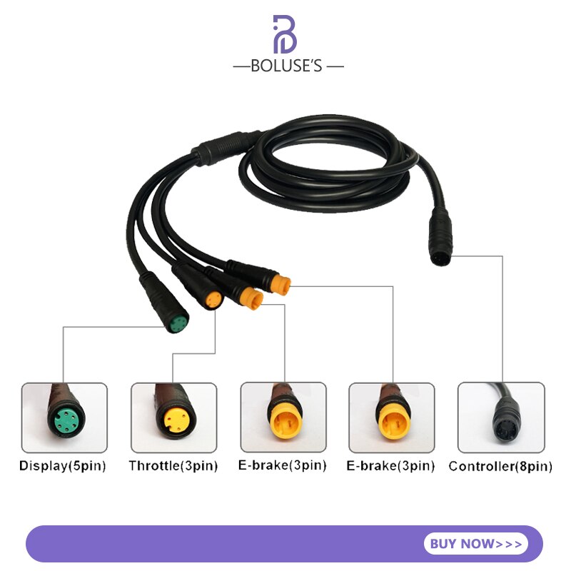 Juliet 1TO4 1TO5 Cable 1TO4 8Pin 1TO5 9Pin Waterproof Cables Connect The Throttle For EBike Conversion Kit