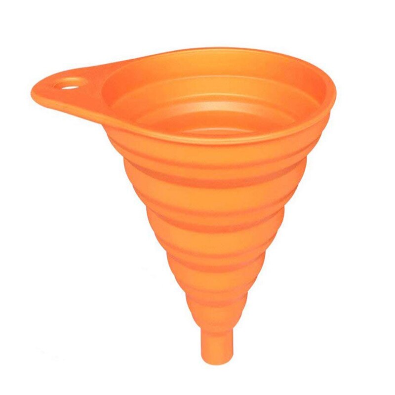 Køkken sammenklappelig tragt husholdningsvæske dispensering minitragt køkkenværktøj 100%  fødevaregodkendt silikone fda godkendt: Orange