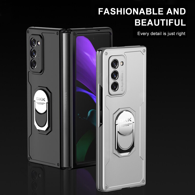 Luxe Armor Shockproof Ring Houder Case Voor Samsung Galaxy Z Vouw 2 Case Hard Pc Beschermhoes Voor Samsung Galaxy Z Vouw 2