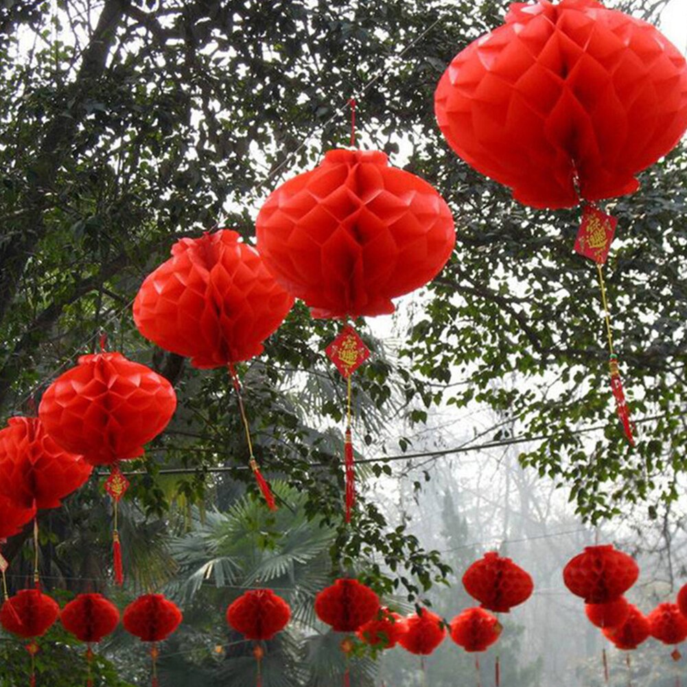 10 Pieces Chinese Red Paper Lanterns Festival Decorations Waterproof Festival Lantern for Year, Spring Festival, Wedding