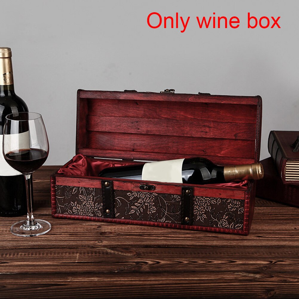 Vinflaska box preserver vintage hem bar tillbehör pu läder champagne antik finish hållare väska trä förvaring