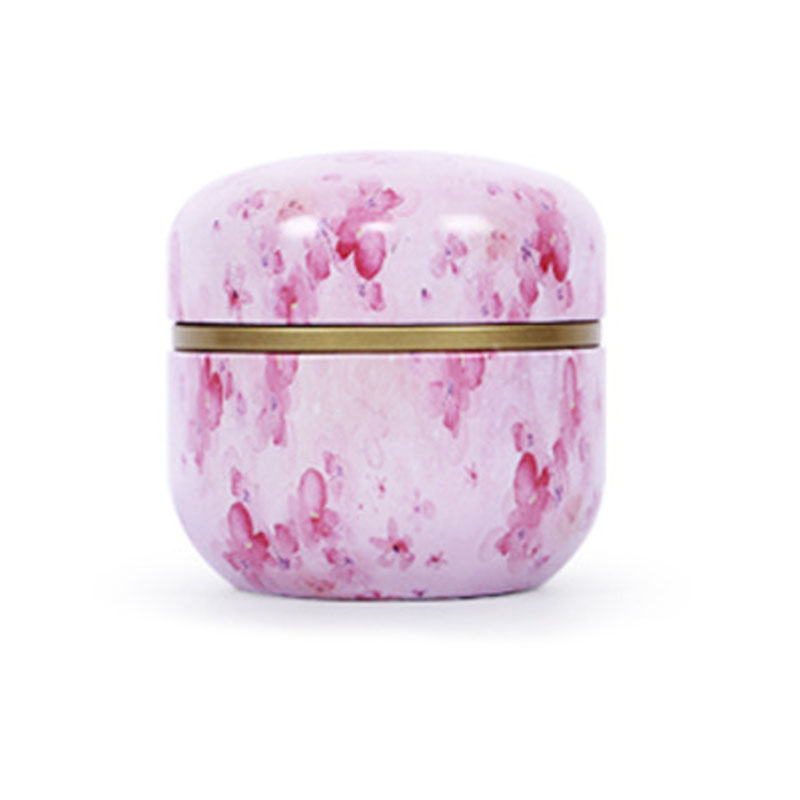 Japanse Stijl Bloem Rose Thee Box Ronde Vorm Blik Opbergdoos Candy Cookie Container Thee Jar Blikjes Case: plum