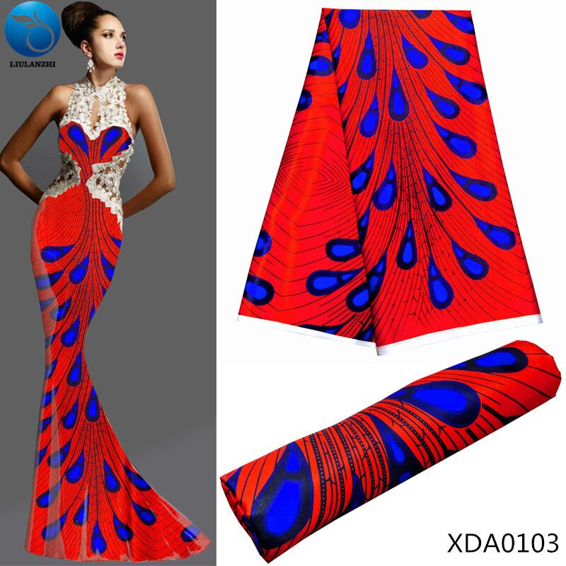 LIULANZHI, impresiones de cera de seda africana, satén, cera de seda imitada africana para vestido de mujer, , último , tela de seda Africana XDA01: XDA0103