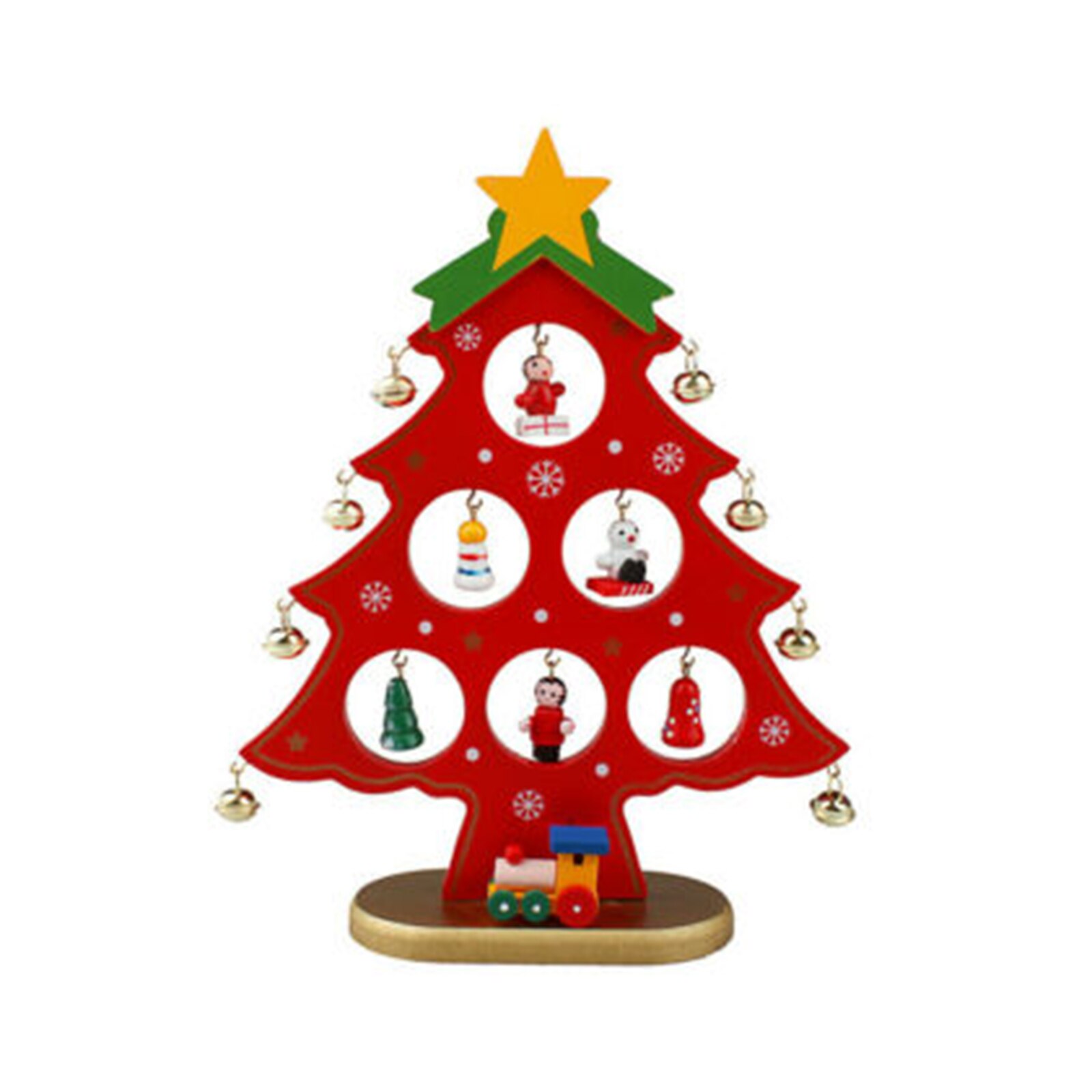 Mini Wood Christmas Tree Decoration Cute Home Desktop Office Decor Party DIY B88: Red Large