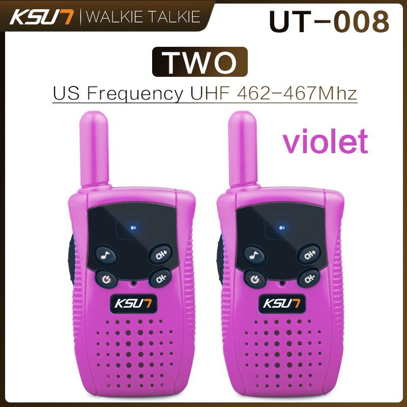 KSUN UT-008 Mini Walkie Talkie 2pcs Kids Radio 0.5W UHF Frequency Portable Radio Station Handheld Radio Christmas: Violet US Frequency