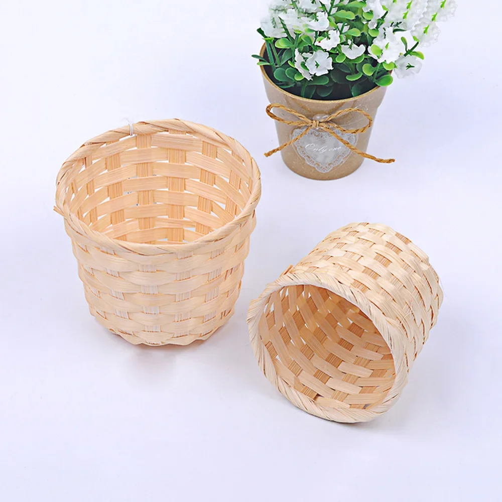 Pot de fleur de jardin en bambou fait à la main, panier WUNICEF, patchwork de paille, rotin, jonc de mer, pots de pépinière d'évaluation de stockage, 1 pièce,