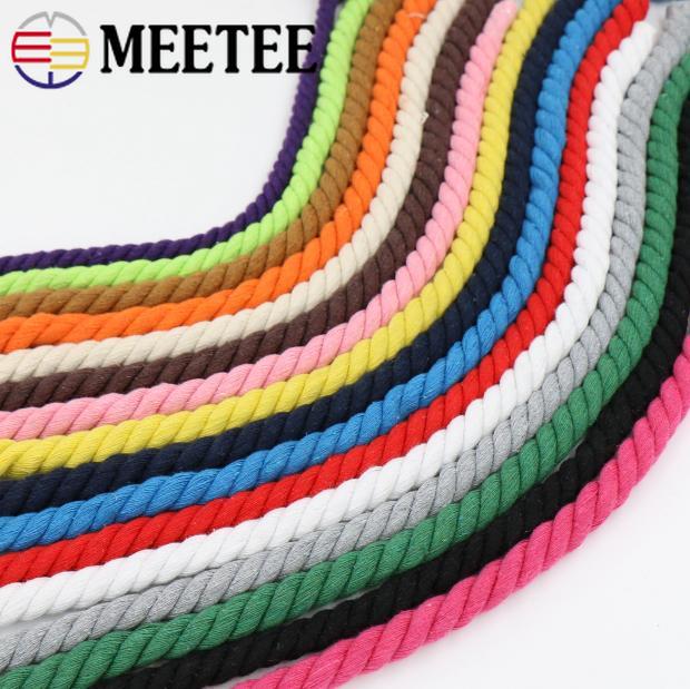 5 mètres 100%  coton 10mm 3 actions cordons de coton torsadés corde de coton tissée sac de bricolage cordon de serrage ceinture sangle accessoires de décoration