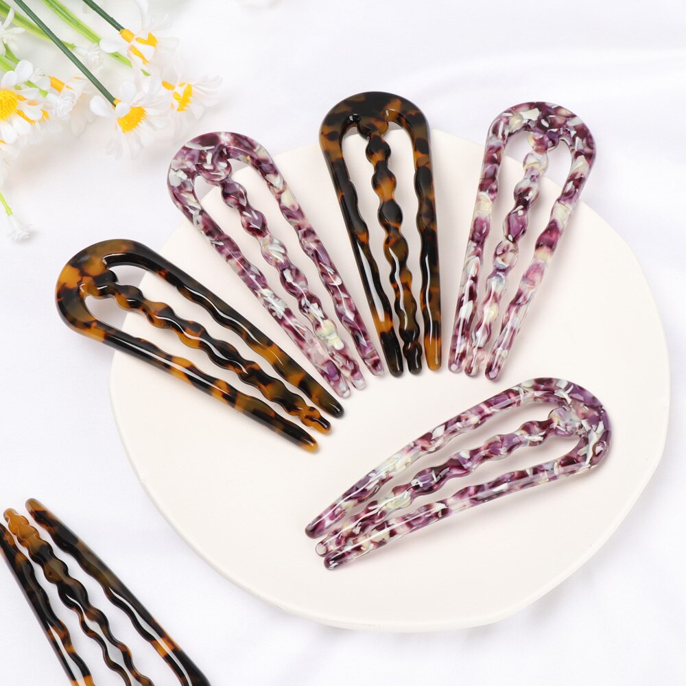 Retro U Shape Hair Clips Tortoise Shell U Sticks Pins Women Girls Hair Pin Stick Hair Fork Hairstyle Accessories