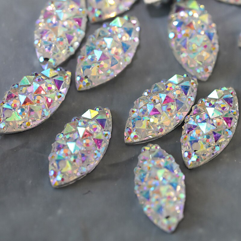 15X7Mm 100 Stuks Marquise Shine Crystal Ab Kleurrijke Naaien Steentjes Hars Naaien Op Stenen Voor Kleding sieraden B1093