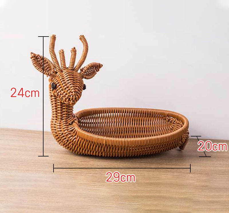 Simulated Animal Imitation Rattan Woven Storage Basket Household Storage Decoration Decoration Fruit Toy Basket Handmade Crafts: MULTI
