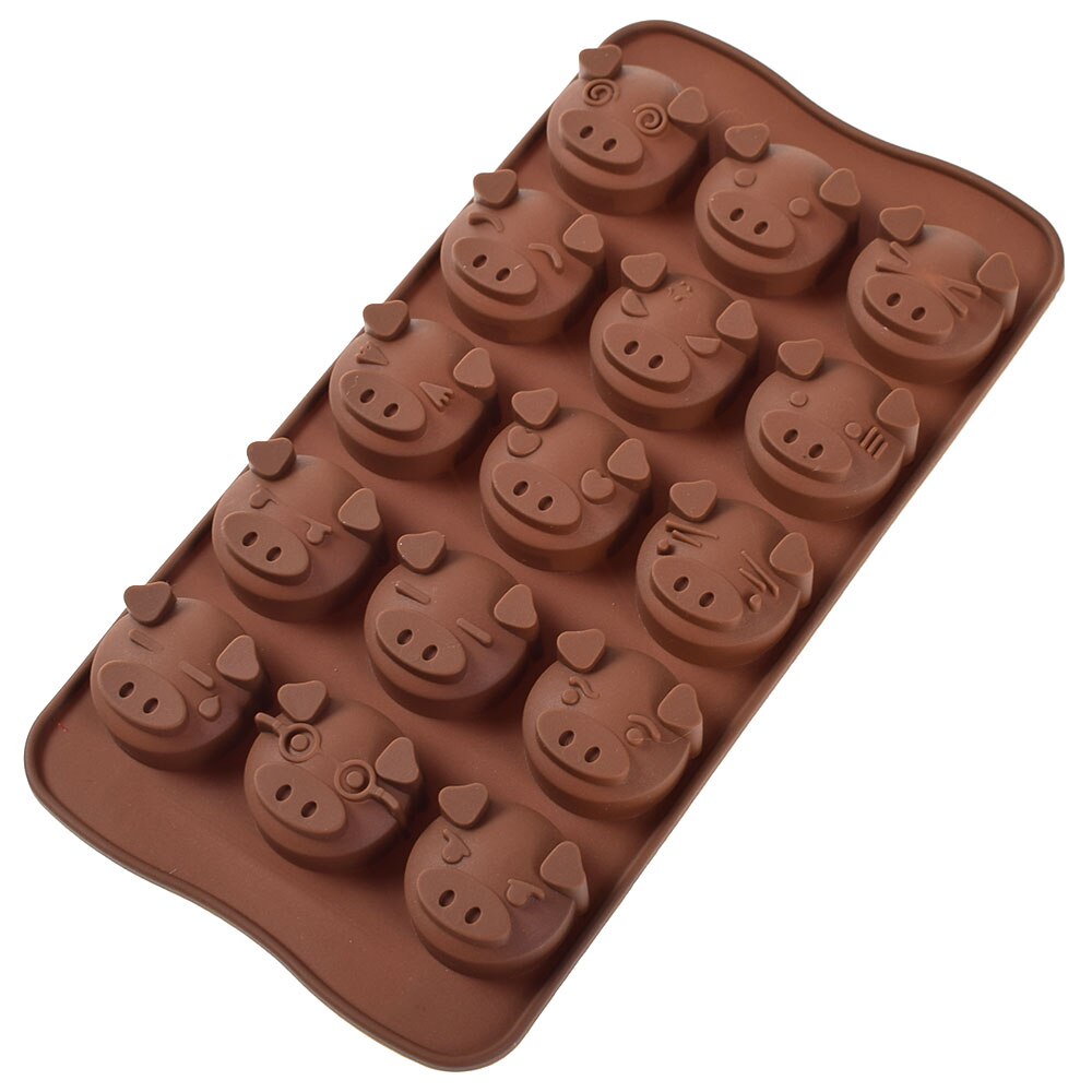 15 gaten grappige varkenvormige siliconen zeep snoep fondant chocolade keuken mal siliconen chocolade koekjes taart diy accessoires