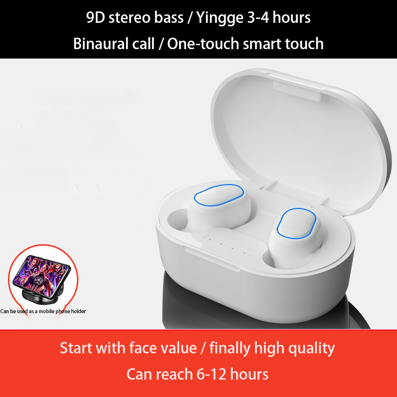 Wireless bluetooth headset binaural 5.0 small sports running universal stealth suitable for Apple Android vivoppo Huawei Univers: Beige