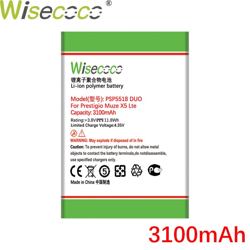 Wisecoco Psp 5518 3100Mah Batterij Voor Prestigio Muze X5 Lte Psp5518 Duo Mobiel + Tracking Nummer