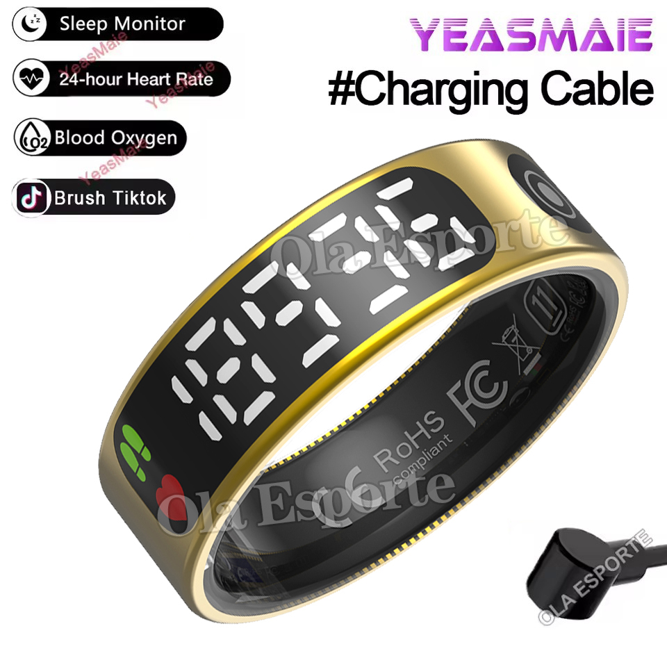Screen Smart Ring Photo Control Health Monitior Smartring Men Women Bluetooth NFC Rings Heart Rate Waterproof 5ATM: WHITE / 10