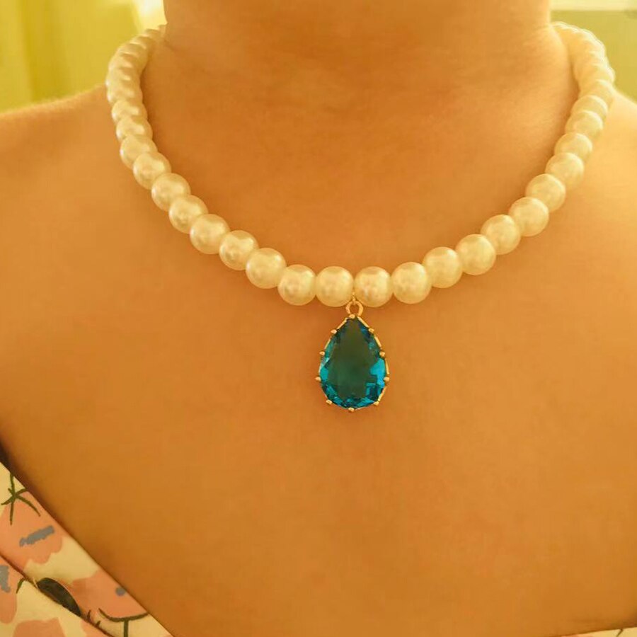 YWZIXLN 2021 Trend elegancka biżuteria ślubna duży naszyjnik z pereł dla kobiet moda biała sztuczna perła Choker naszyjnik N0179: Rdzy czerwony