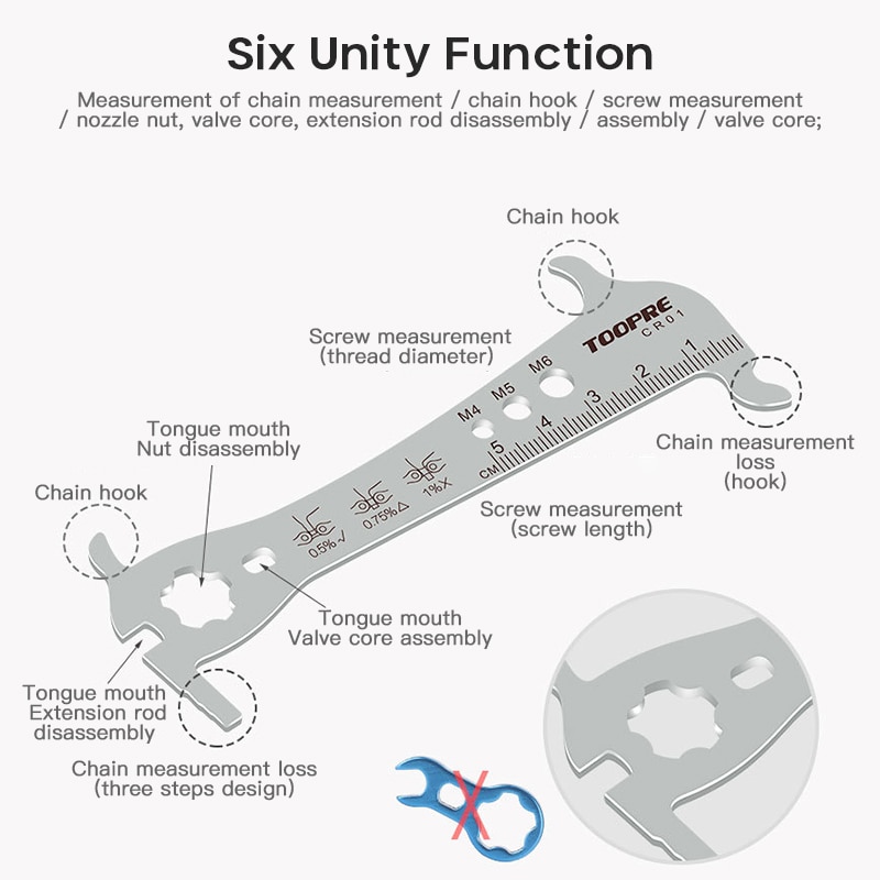 Bicycle Chain Wear Indicator Checker Mountain Road Bike MTB Chains Gauge Measurement Ruler Cycling Replacement Repair Tool