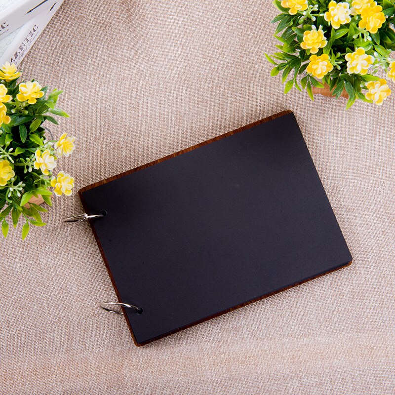 8 inch fotoalbum met houten omslag, liefdesherdenkingskaart, handgemaakt, losbladig houtsnijwerk, geplakt, doe-het-zelf plakboek, zwart vel, trouwalbum