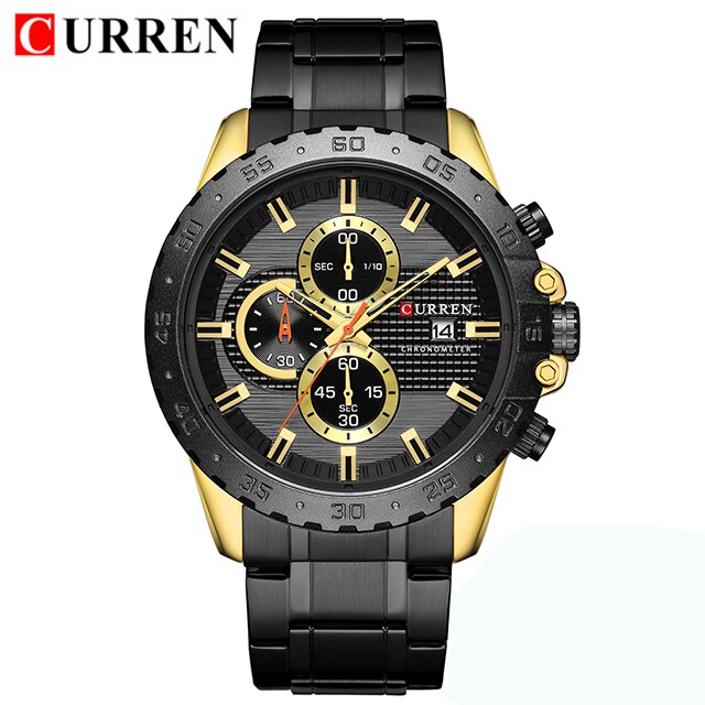 Curren 8334 Mannen Horloge Top Brand Luxe Gouden Mannelijke Horloges Chronograaf Goud Man Horloge Relogio Masculino: gold black