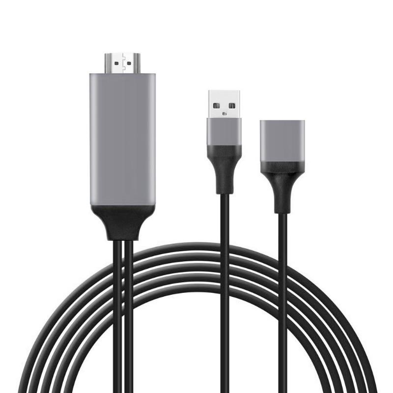 1M telefoon naar tv-kabel HDMI naar mobiele telefoonkabel Plug Play 1080P HDMI-connector USB naar HDMI-adapter: Black