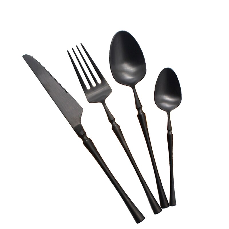304 Stainless Steel Black Cutlery Set Western Dinner Knife Fork Spoon Set Dessert Fruit Fork Coffee Spoon Dinnerware