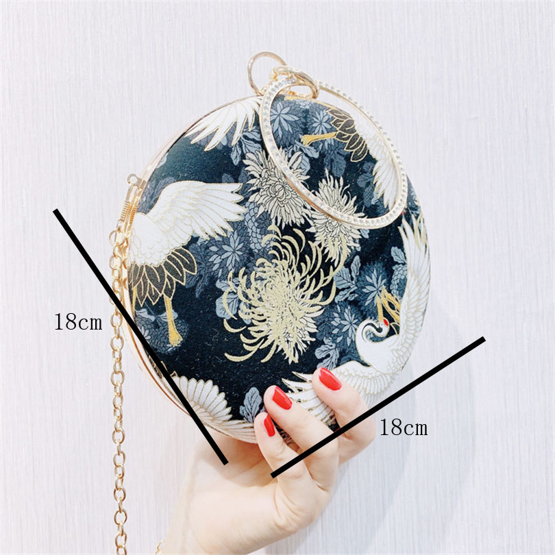 Retro Day Clutch Bags Printed Red-crowned crane Evening Bag Chain Crossbody Bag Women Handbags Wallets Diamonds Evening Bag