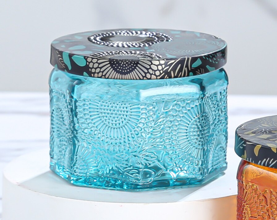 Contenedor de fabricación de velas de aromaterapia artesanal, vela de aromaterapia casera, tarro de vela blanca, taza de vela de nicho, frasco de vidrio, Cactus: blue7.2x5cm