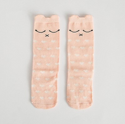 Baby Socks Unisex Lovely Cute Cartoon Fox Kids Knee Girl Boy Baby Toddler Socks Animal Infant Soft Cotton Socks Newborn Socks: Pink