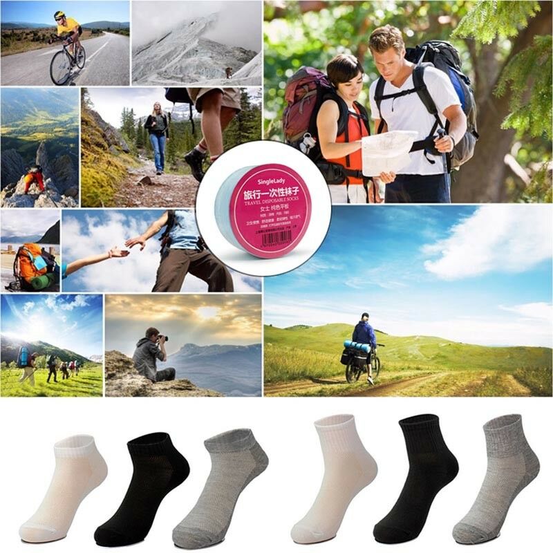 10 Pairs Socks White/Black/Grey Disposable Travel Socks Unisex Compression Portable Breathable Replacing Stretchy Socks