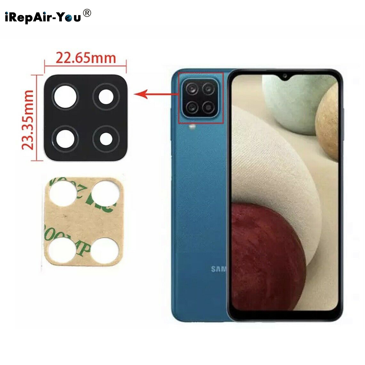 2 Stuks Terug Camera Glazen Lens Voor Samsung Galaxy A12 SM-A125F Achter Back Camera Lens Vervanging Deel