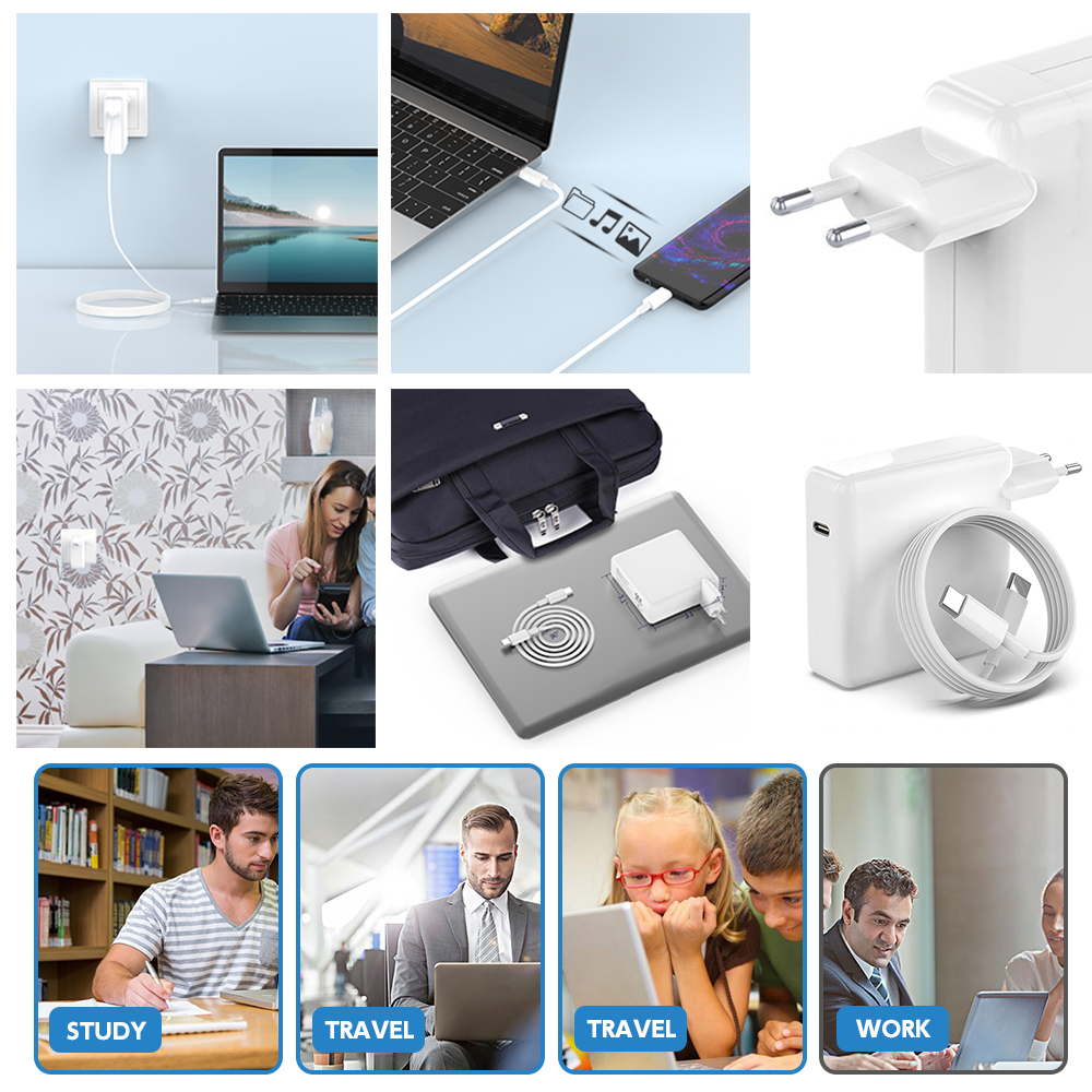 30W 61W 96W 118W USB C Ladegerät Netzteil für MacBook Pro 16, 15, 13 Zoll, Air 13 Zoll Funktioniert mit Typ C PD