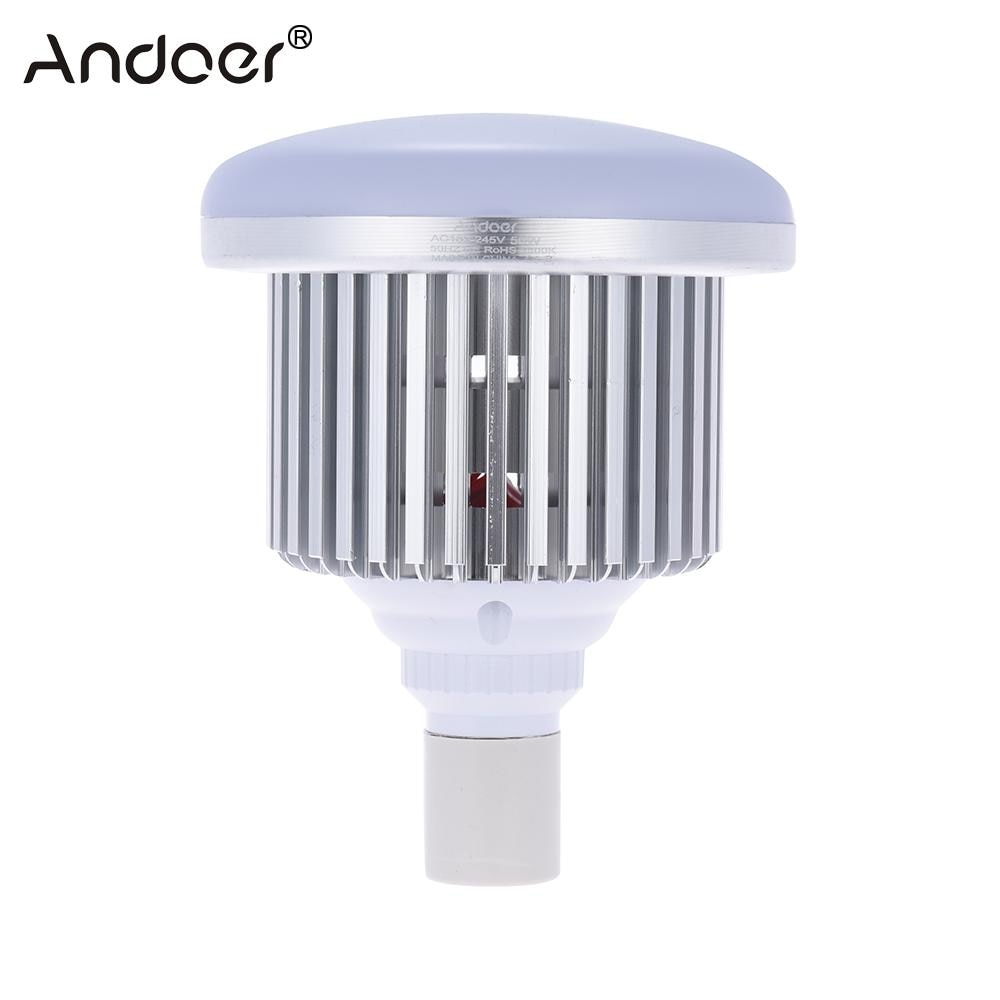 Andoer-enchufe E27 para estudio de vídeo y fotografía, bombilla de luz LED para lámpara para cámara DSLR y grabación de teléfono inteligente, 50W, 5500K, 72 cuentas