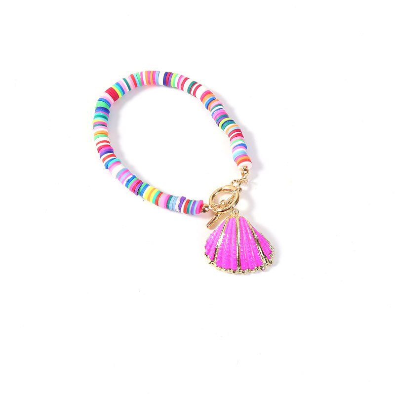 18cm Bohemia Colorful Shell Bracelet for Women Clay Bracelet Alloy OT Buckle Summer Beach Jewelry: 5
