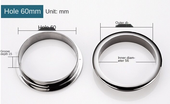 Round Plastic Wire Cover, 2pcs, Round Grommets for Computer Table, Desk, Cable Outlet Port, Wire Guard, Cabinet Vent System: 60mm  silver