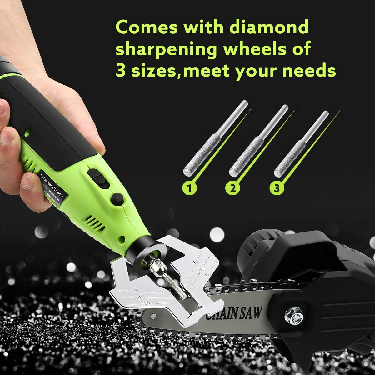 Chainsaw Sharpening Kit Cordless Battery-Powered Chain Saw Electric Blade Sharpening File With Diamond Sharpening Wheel Tools