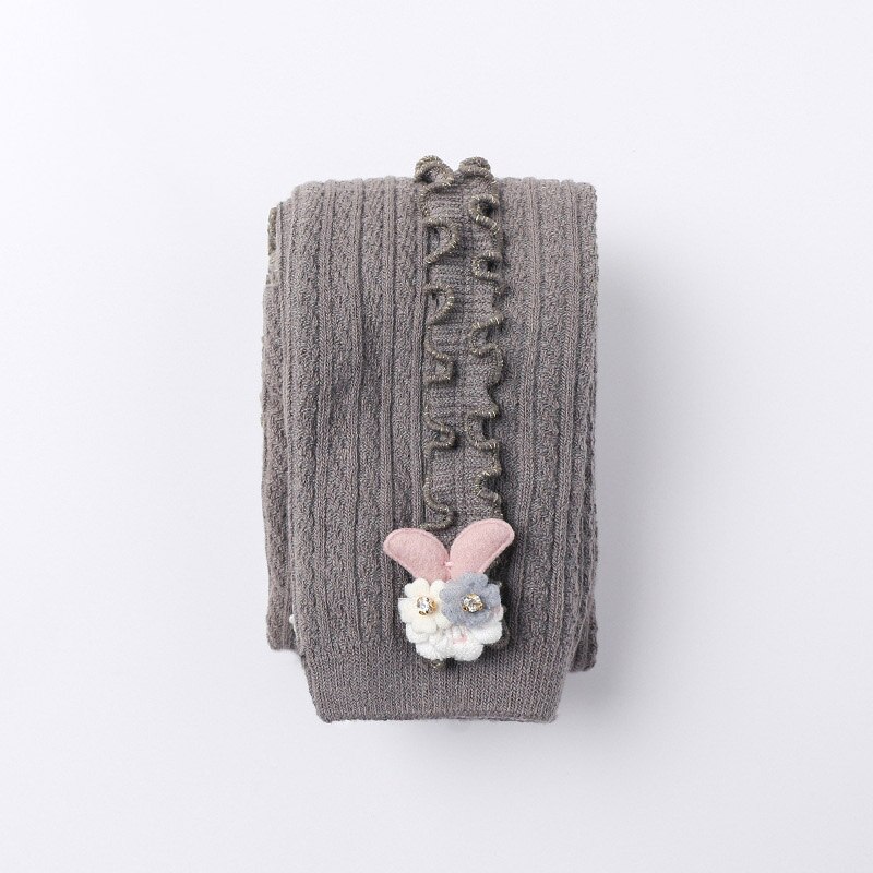 1 Uds lindo patrón de flor de bebé niña otoño medias de invierno cálido algodón medias bebé de estilo coreano chica medias: dark gray / 1-3Y