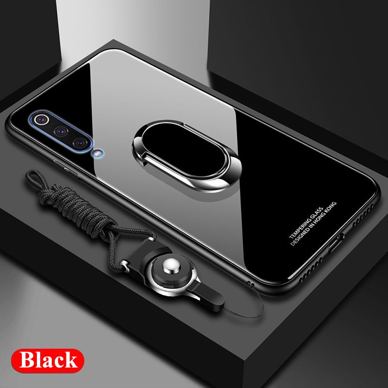 Glass Phone Case for Samsung Galaxy A50 A70 Luxury Tempered Glass Mirror Magnet Ring Back Cover Cases For Samsung A30 A50 Fundas