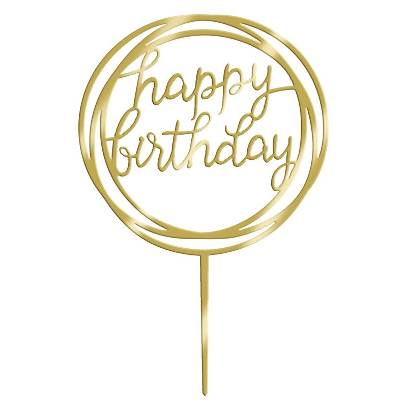 Adorno para pastel de feliz cumpleaños, banderas para decoración de pasteles de color dorado, plateado y negro, adorno para pasteles de: C- 1pcs