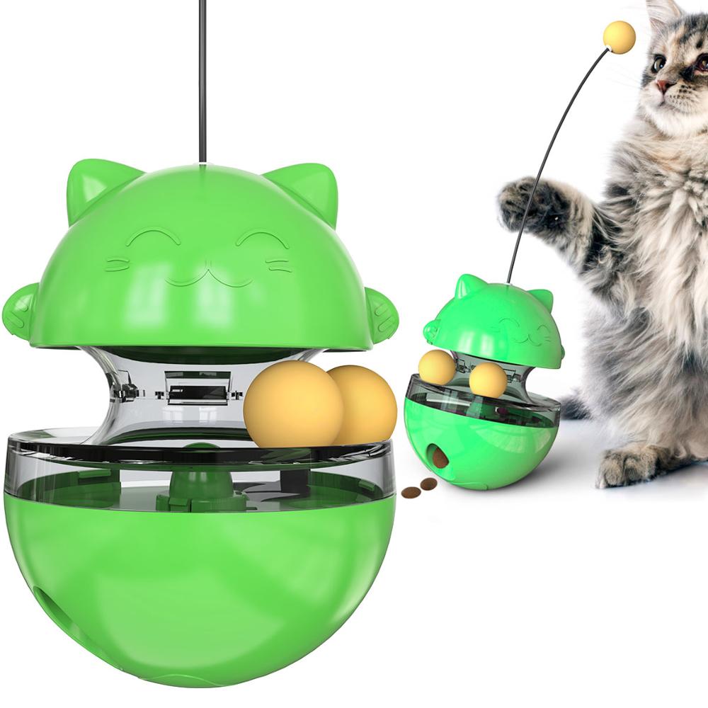 Sjovt tumbler kæledyr slow food underholdning legetøj tiltrække opmærksomheden fra den katjusterbare snack mundlegetøj til kæledyr: Grøn