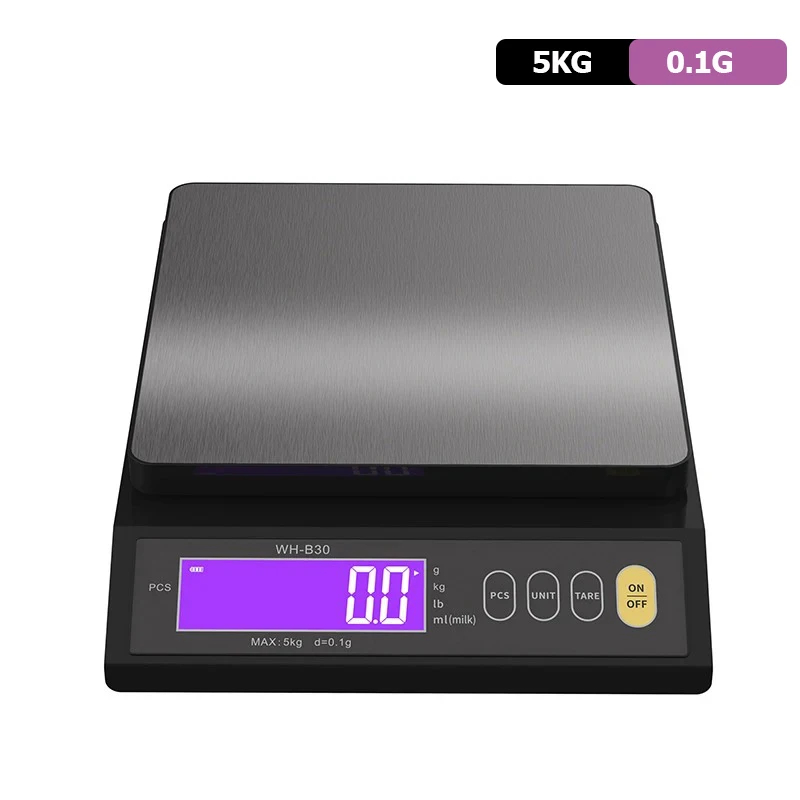 5kg/10kg oppladbare kjøkkenvekter, helt vanntett lcd-skjerm, elektronisk vekt i rustfritt stål, husholdningsvekt, bakeverktøy: Lysegrå