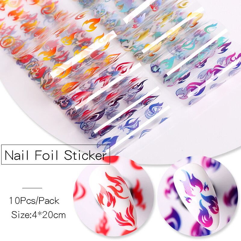 10 Stks/set Nail Stickers Kleurrijke Holographics Vlinder Transfer Stickers Nail Folies Decals Diy Nail Art Decoratie: 10pcs-5