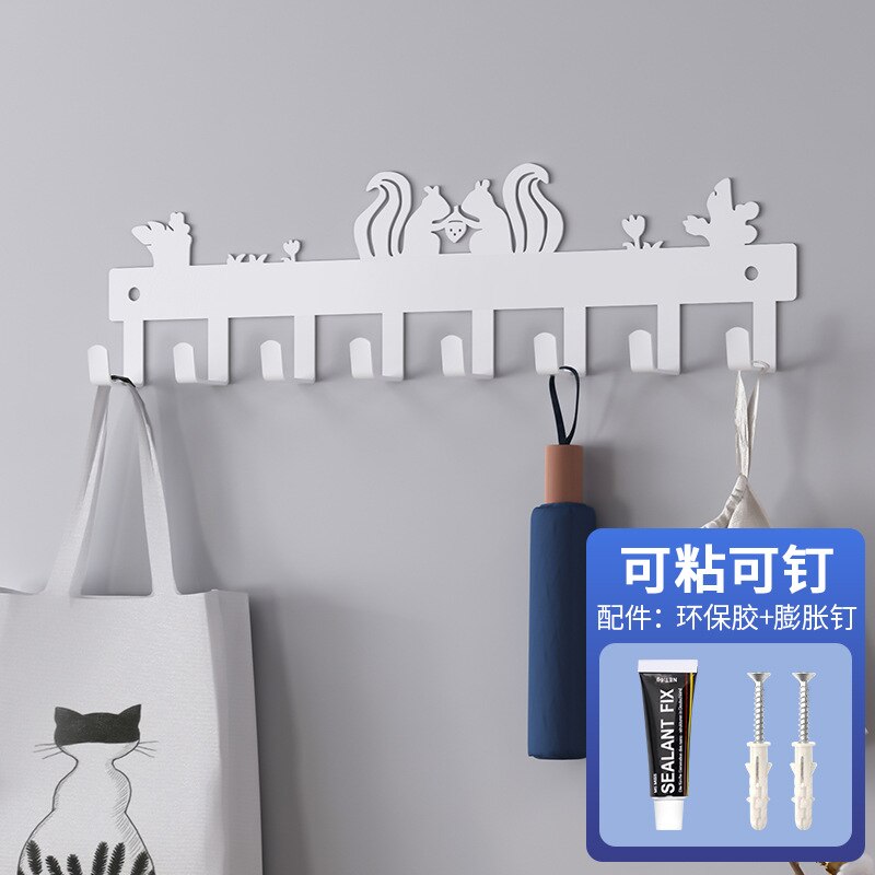 Self Adhesive Hooks Cat Bird Squirrel Pattern Storage Holder for Bathroom Kitchen Hanger Iron Wall Hanging Door Coat Racks: 10