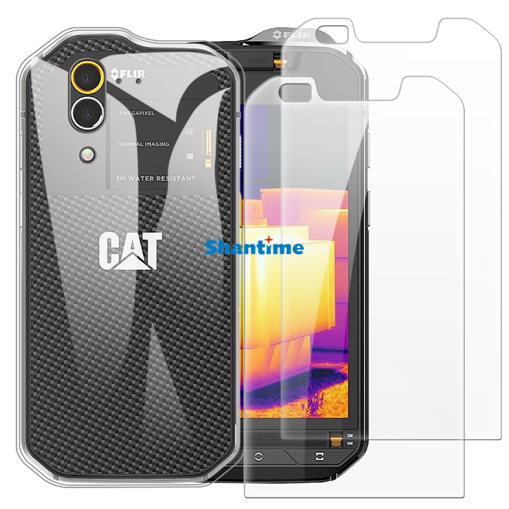 Soft Case + 2 Pack Tempered Glass Screen Protectors for CAT S60 Full-Body Protection: Clear