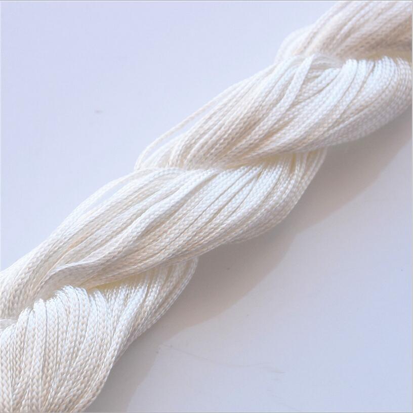 1mm*25m nylonperler smykkesnor tråd kinesisk knute macrame rottehale tau til gjør-det-selv-håndverk verktøy håndsøm tråd  z1181: Hvit