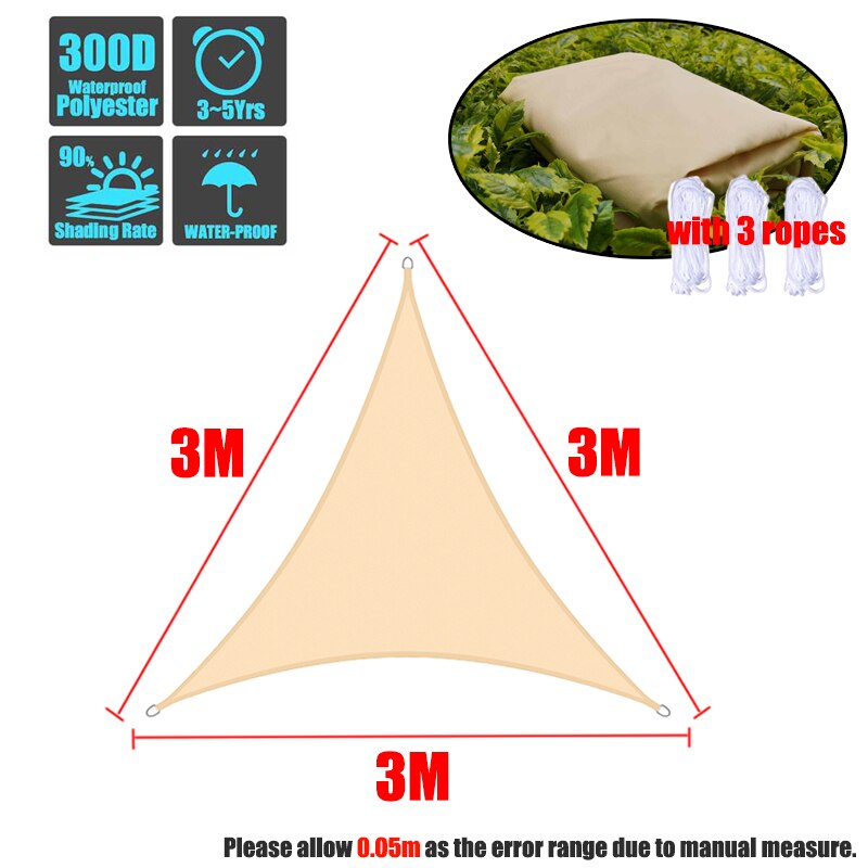 Oxford tyg skugga segel uv-strålesäker vattentät nyans rätvinklig triangel trädgård pool utomhus innergård terrass camping skugga: Beige 3 x 3 x 3m