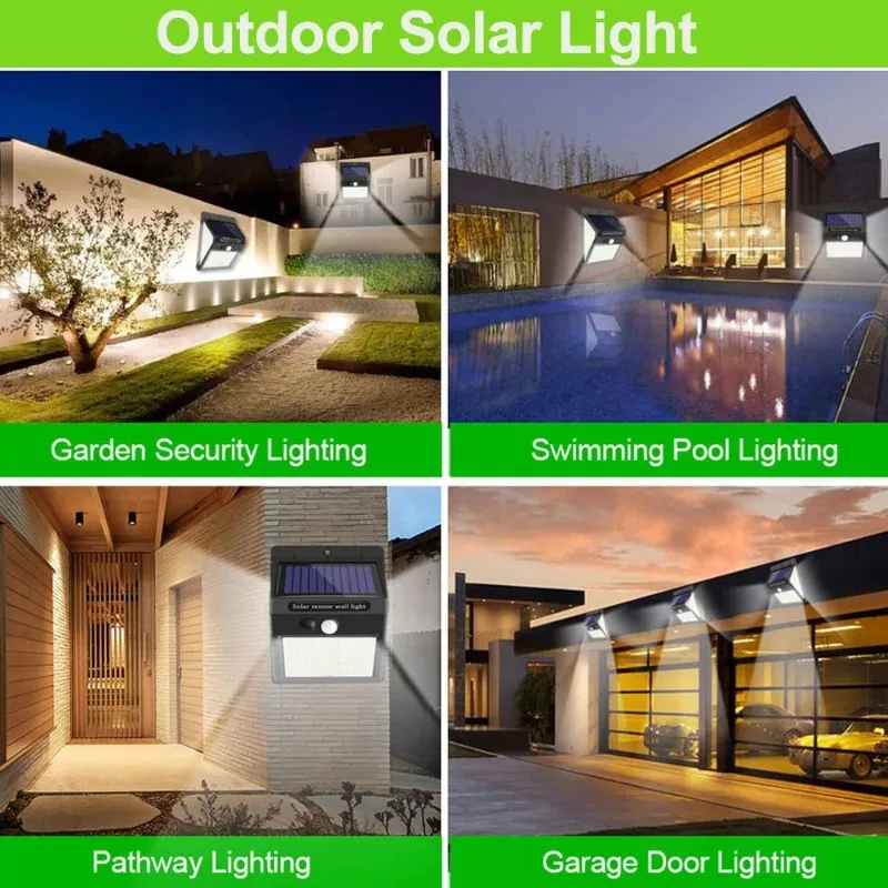 144 LED Solar Light Wireless PIR Motion Sensor Waterproof Wall Lamp Solar Powered Sunlight Street Lamp Garden Decor