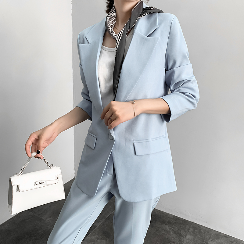 Women's jacket suit female autumn loose thin small suit straight pants two sets of temperament overalls clothes: 3 / XXL