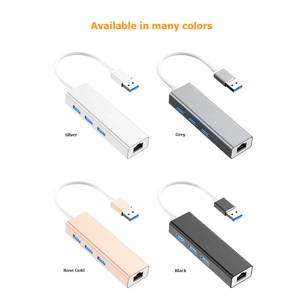 USB to 5Gbps 3 USB 3.0 RJ45 10/100Mbps Wired Ethernet Network Card LAN Adapter Hub Converter for Windows Mac OS Linux