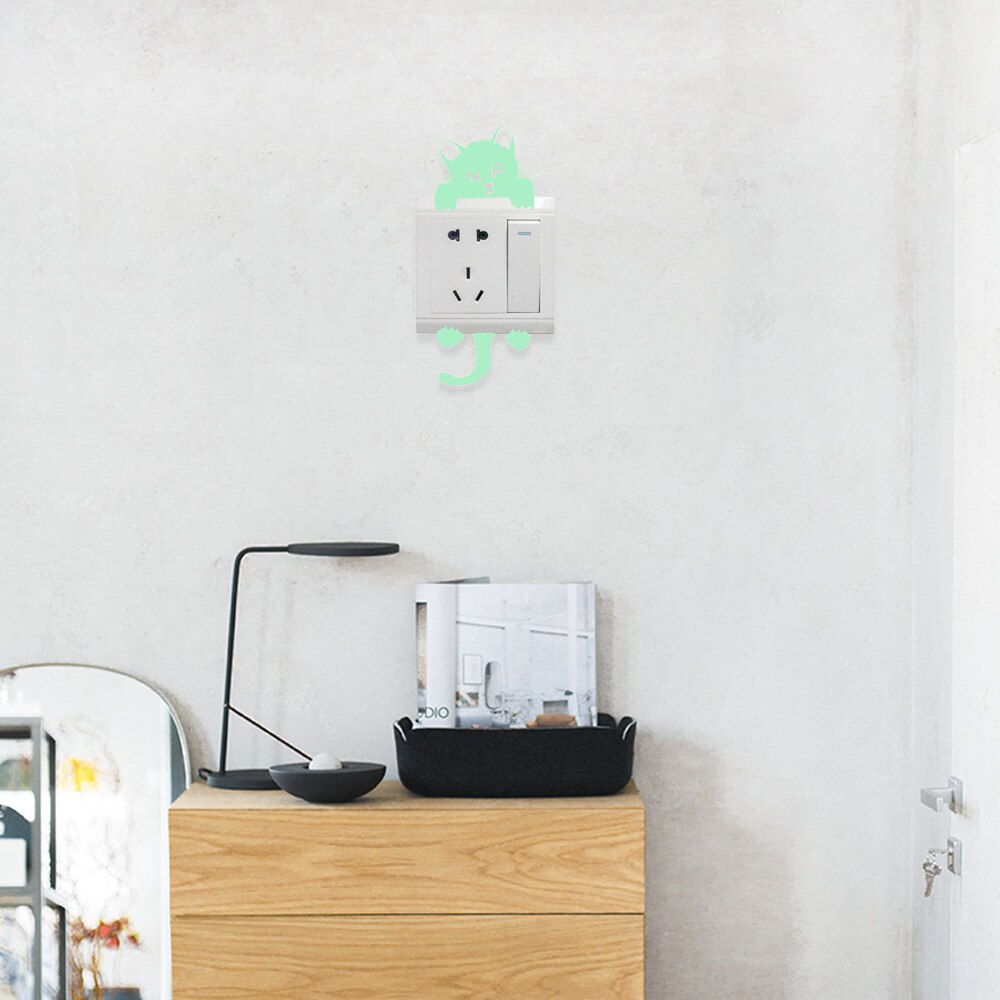 1 Pc Cartoon Schakelaar Sticker Tl Kat Sticker Fairy Moon Star Panda Lichtgevende Sticker Kinderkamer Decor Home Decor