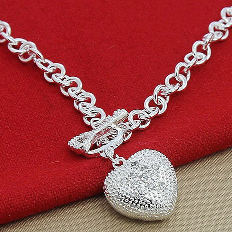 925 silber Schmuck Herz Anhänger Halsketten Ketten Für Frauen Valentines Schild oben Schmuck